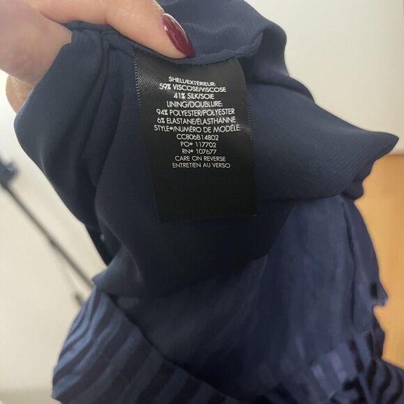 Alice + Olivia Callan Silk Romper striped blue long sleeve size US 4 - Picture 6 of 8